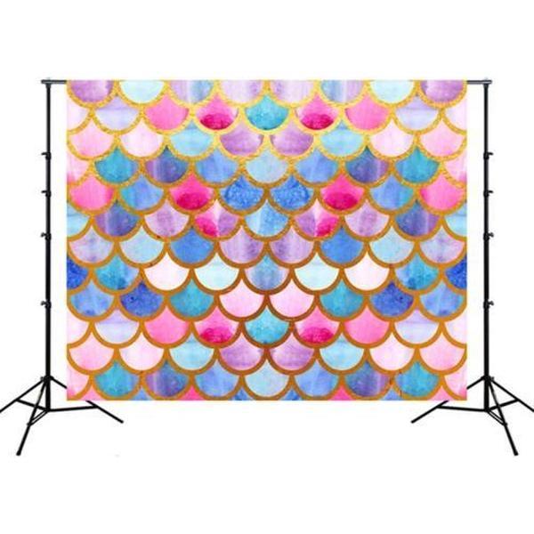 2.1mx 1.5m Mermaid Scales 3D Childrens Birthday Party Photo Photography Achtergronddoek