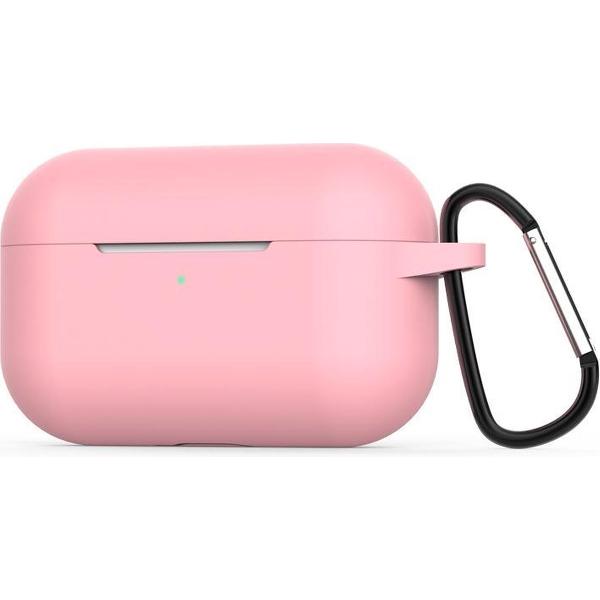 By Qubix - AirPods Pro siliconen hoesje met karabiner haak - Roze - AirPods hoesjes