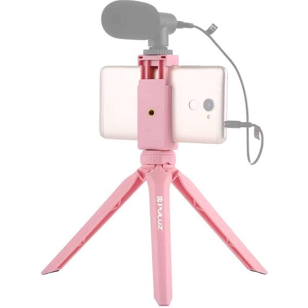 PULUZ Pocket Mini Plastic statiefbevestiging met telefoonklem voor smartphones (roze)
