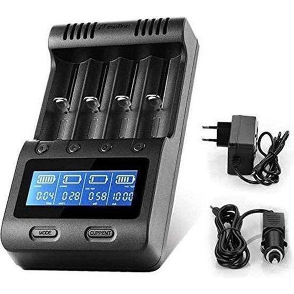 Zanflare C4 Batterijlader - LCD Scherm - NiMHA, AA, AAA. - Powerbank - 4 Batterijen tegelijk oplaadbaar