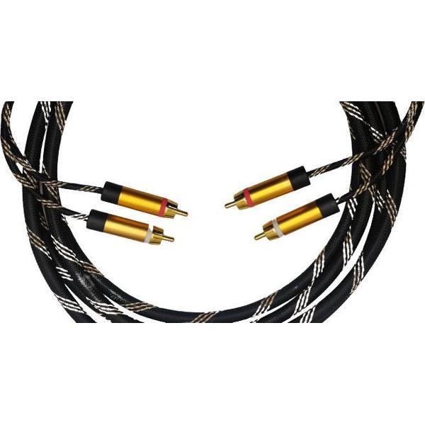 DQ-AV audio kabel | 2 x 2 RCA | tulp | verguld | 3 meter