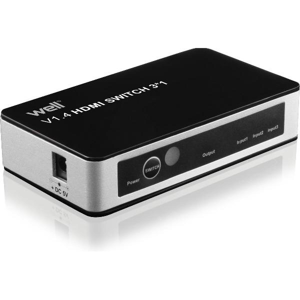 Well HDMI 3 in 1 Switch - Full HD 1080p - incl. Afstandsbediening