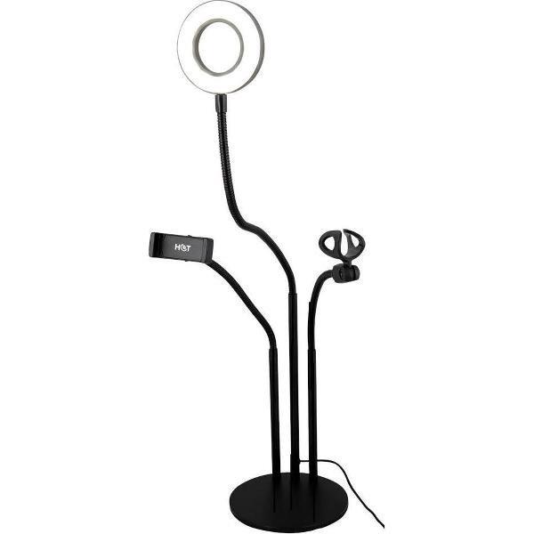 Dimbaar ledlicht - 3-in-1 tripod- met een standaard voor je telefoon en microfoon