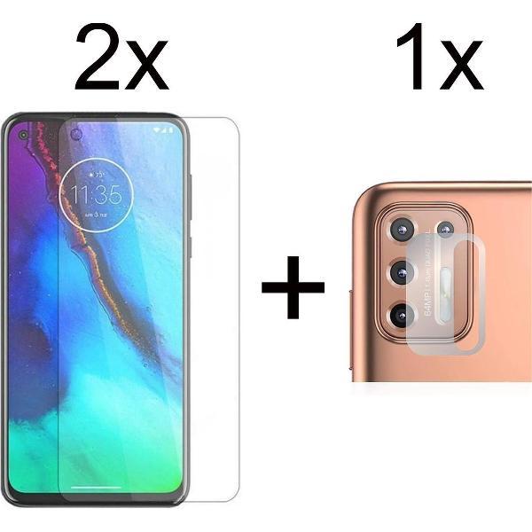 Beschermglas Motorola G9 Plus screenprotector 2 stuks - Motorola G9 Plus screen protector camera lens - 1 stuk - Motorola G9 Plus screenprotector glas