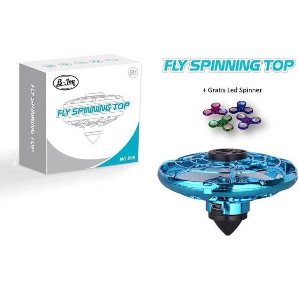 B-Joy Nieuw Hand gestuurde Spinner Drone buiten kinderspeelgoed + gratis Led Spinner - Fly Spinning top Play It UFO Blauw
