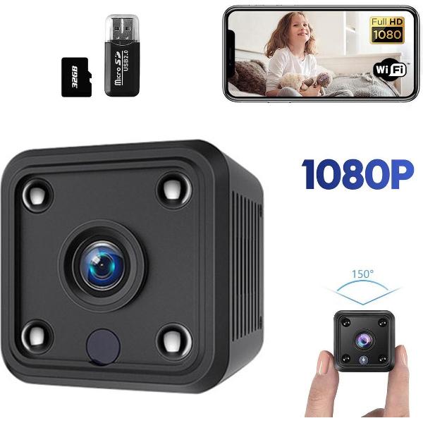 Spy Camera 1080P Full HD met WIFI en Nightvision incl. 32GB SD kaart - Beveiligingscamera voor binnen en buiten - Verborgen mini Spycam met Geluidsopname