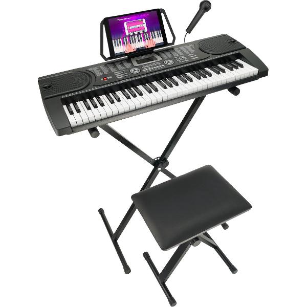 Áengus A289 Keyboard met Standaard Pianokruk en Microfoon - 61 toetsen