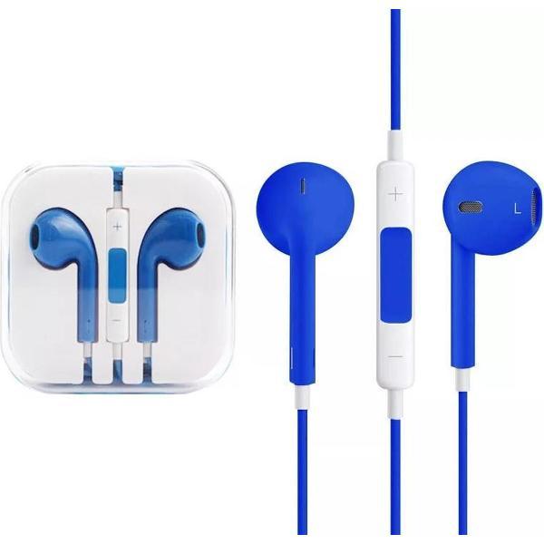 In-ear-koptelefoon iPhone-compatibel - Stereo hoofdtelefoon/Microfoon/volumeregeling - Oortelefoon - Matte kleuren - Blauw