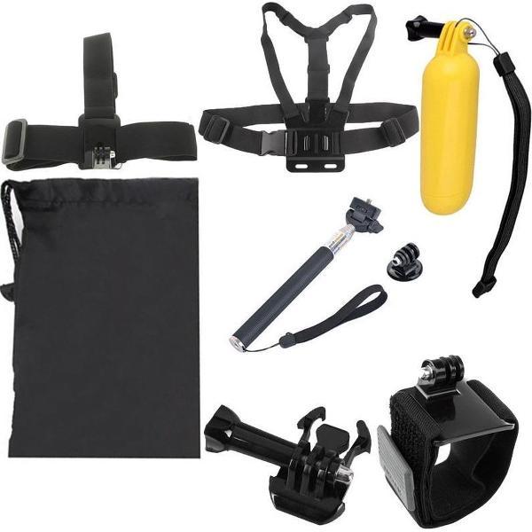 8 in 1 Borst riem + pols riem + hoofdband + drijvende bobber monopod + draagtas + handheld monopod houder set voor gopro hero 4 / 3+ / 3 / 2 / 1 / sj4000