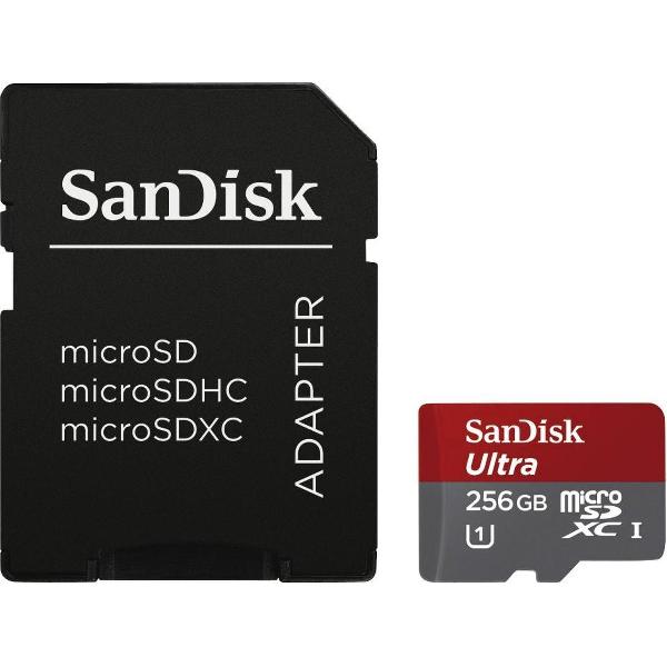SanDisk Ultra Micro SD Kaart - 256GB - Met Adapter