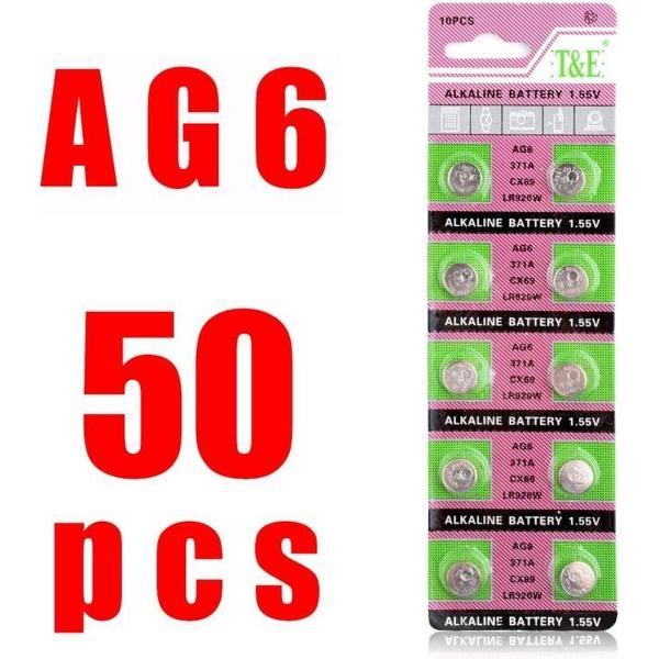 50 Stuks AG6 / 371 Horloge Batterijen Huismerk®