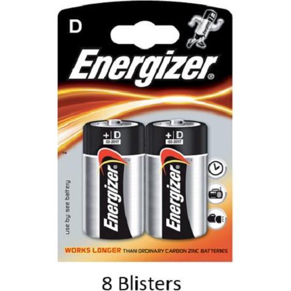 16 stuks (8 blisters a 2 stuks) Energizer Alkaline Power D batterij 1.5V