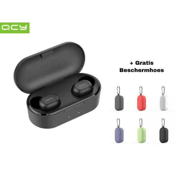 QCY T2C (2e gen) - Volledig Draadloze Oordopjes Met Beschermhoes - Zwart