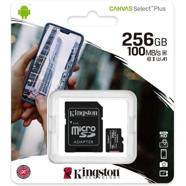 Kingston Canvas Select Plus microSD Card 10 UHS-I - 256GB - inclusief SD adapter