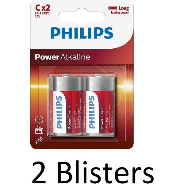 4 Stuks (2 Blisters a 2 st) batterij Power Alkaline C