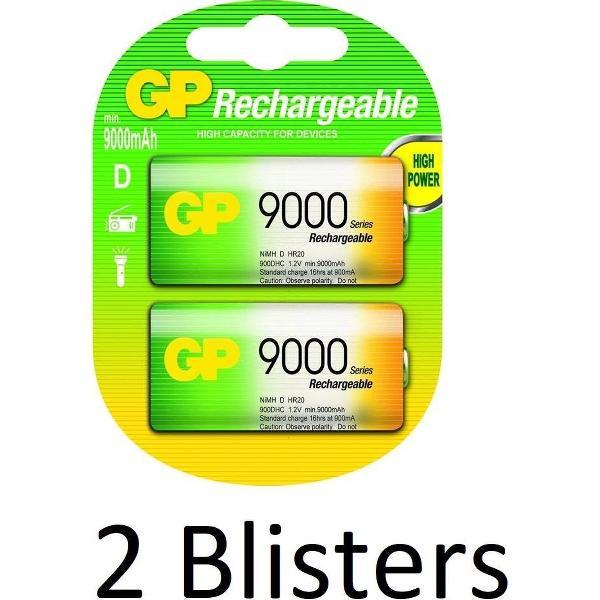 4 Stuks (2 Blisters a 2 st) GP Batteries D Rechargeable battery Nikkel-Metaalhydride (NiMH)