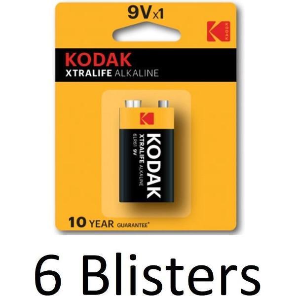 6 Stuks (6 Blisters a 1 st) Kodak XTRALIFE alkaline 9V