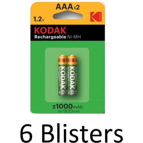 12 Stuk (6 Blisters a 2 st) Kodak oplaadbare AAA batterijen - 1000mAh