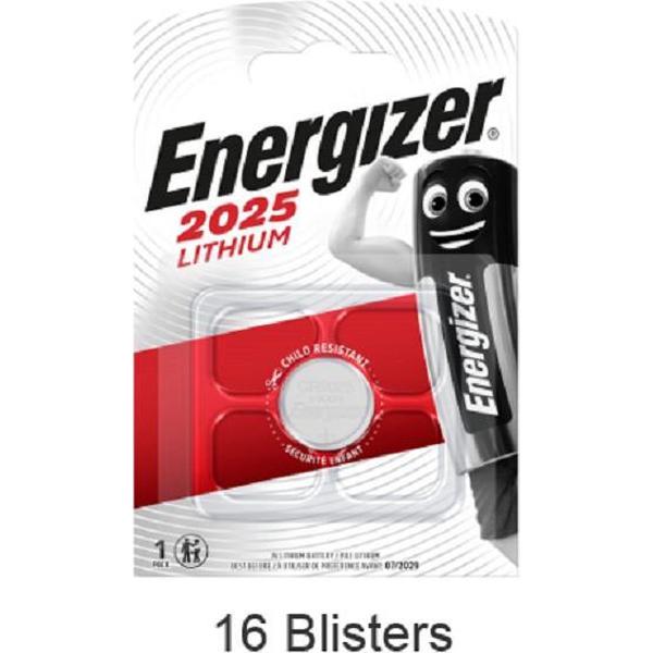 16 stuks (16 blisters a 1 stuk) Energizer CR2025 Lithium knoopcel 3V