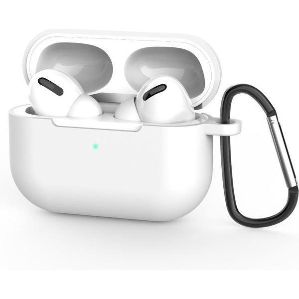 Siliconen Case Apple AirPods Pro Wit- AirPods hoesje Wit met gratis haak - AirPods case