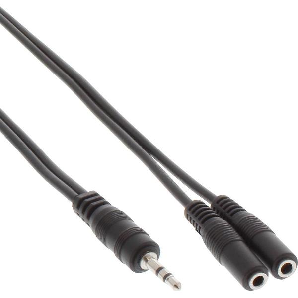 InLine 3,5mm Jack naar 2x 3,5mm Jack stereo audio splitter - zwart - 1 meter