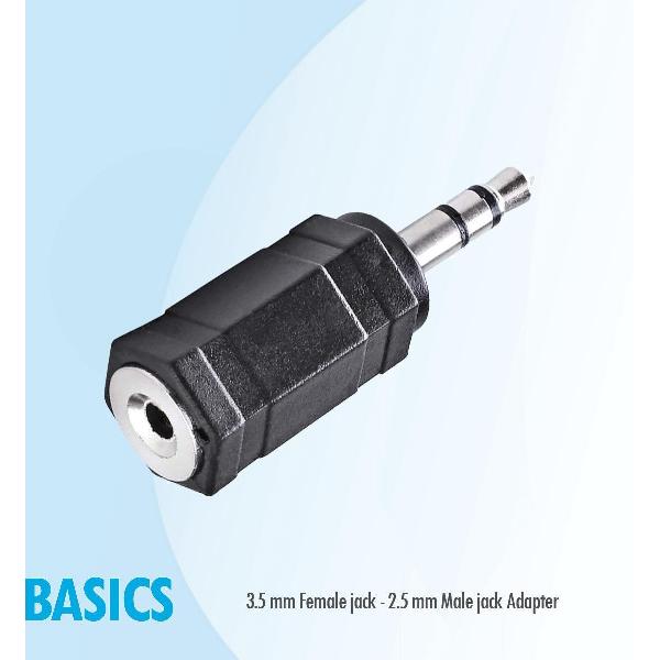 Basics Audio adapter koptelefoon 3,5 mm Male jack - 2,5mm female jack