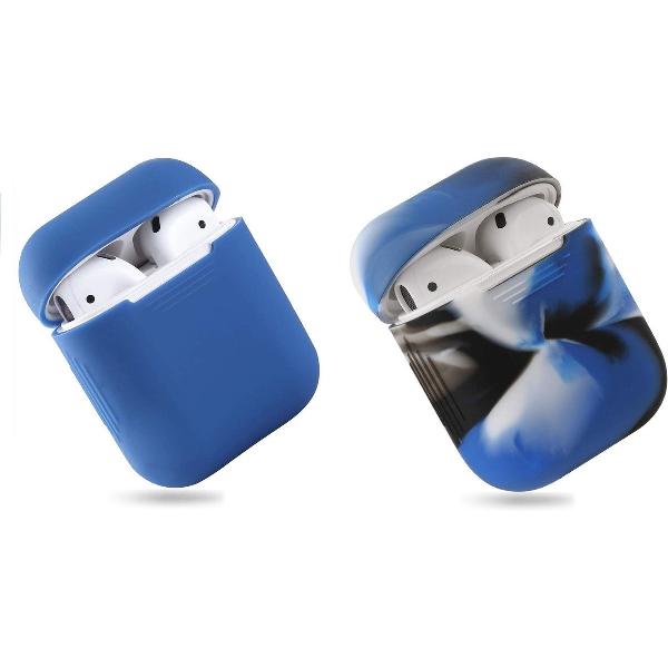 Bescherm Hoesje Cover SET 2 STUKS voor Apple AirPods Case -Donker blauw en oceaan blauw