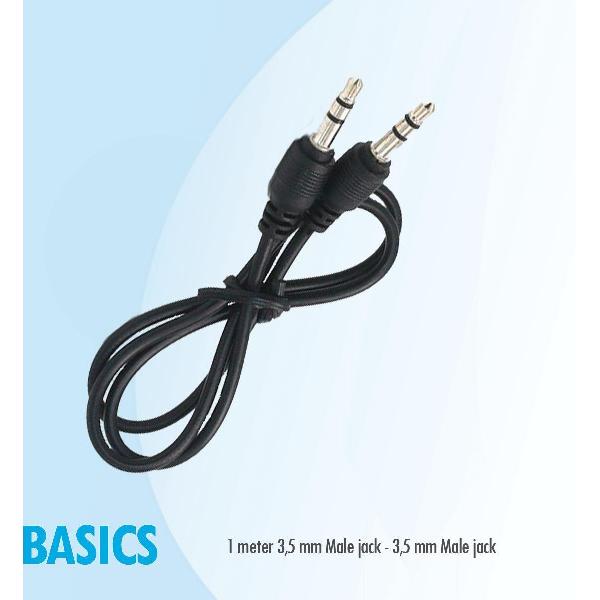 Basics 1 mtr 3,5 mm Male jack - 3,5 mm Male jack aux audio kabel