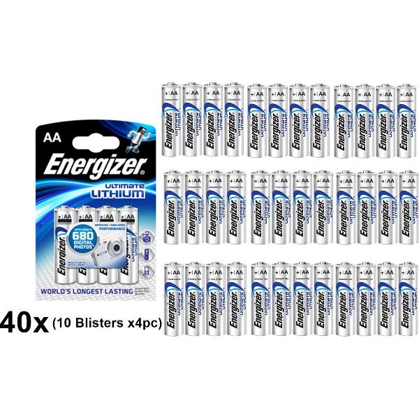 AA L91 Energizer Ultimate Lithium 3000mAh 1.5V - 40 Stuks (10 Blisters a 4st)