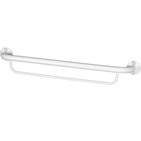 Badkamer handgreep 60 cm inclusief handdoekrek RVS wit