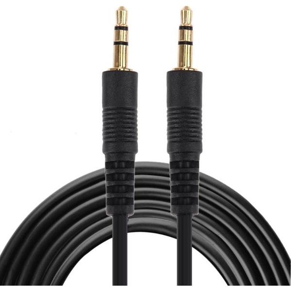Aux kabel, 3,5 mm mannelijke ministekker stereo audiokabel, lengte: 3 m (zwart + vergulde connector)