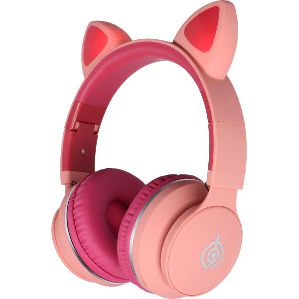 Kinder draadloze bluetooth koptelefoon |LED031| led oortjes | roze