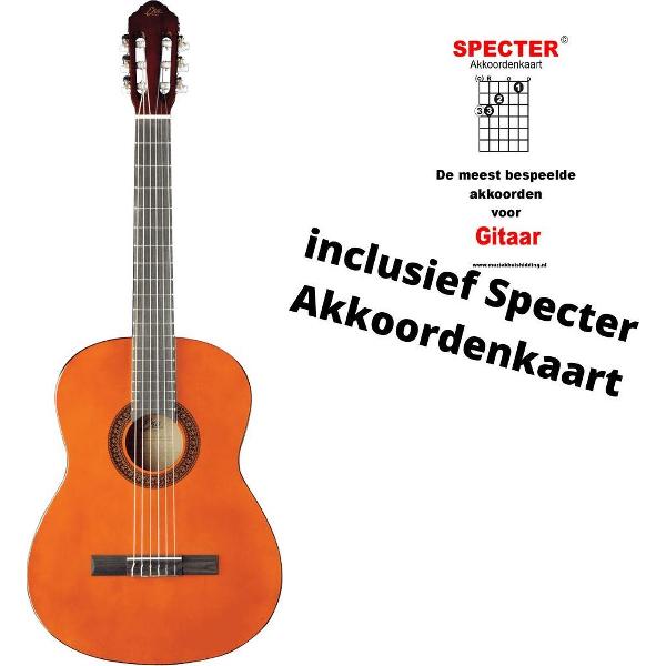 Eko Klassieke Gitaar 4/4 Met Specter Akkoordenkaart | Ook ideaal voor een Kind