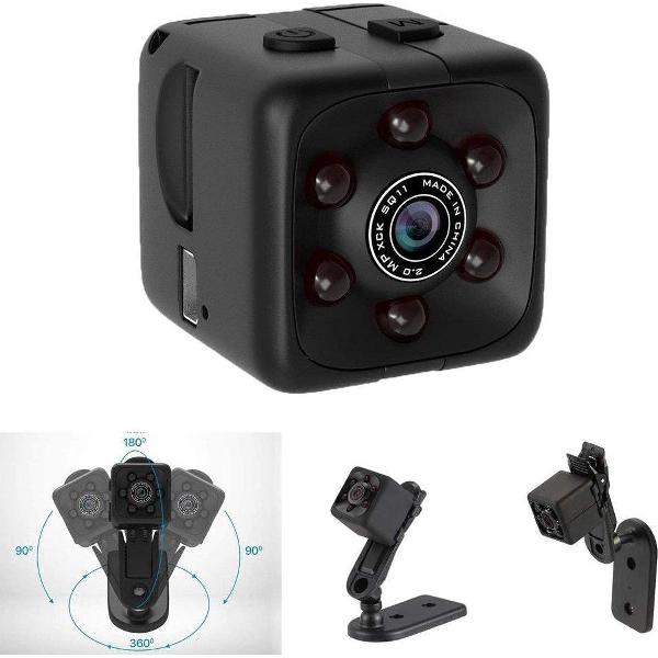 Daroyx® SQ11B70 Spy Camera - Verborgen camera met 70 min opname - Mini camera met HD kwaliteit - Zonder SD-kaart - Zwart