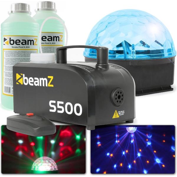 Feestverlichting - BeamZ Party pack S met Jelly Ball lichteffect en 500W rookmachine met ruim 2 liter rookvloeistof