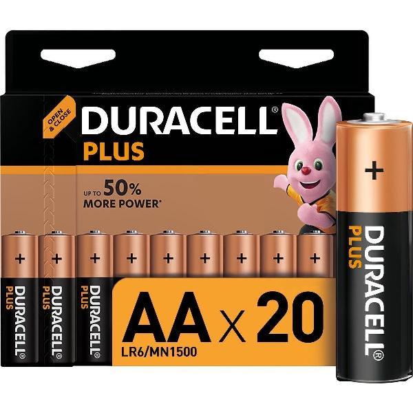 Duracell Plus alkaline AA-batterijen, verpakking van 20