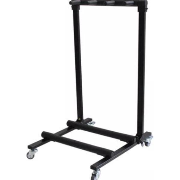 Metalen gitaarrek met wielen 42 * 50 * 75 cm voor drie gitaren - zwart