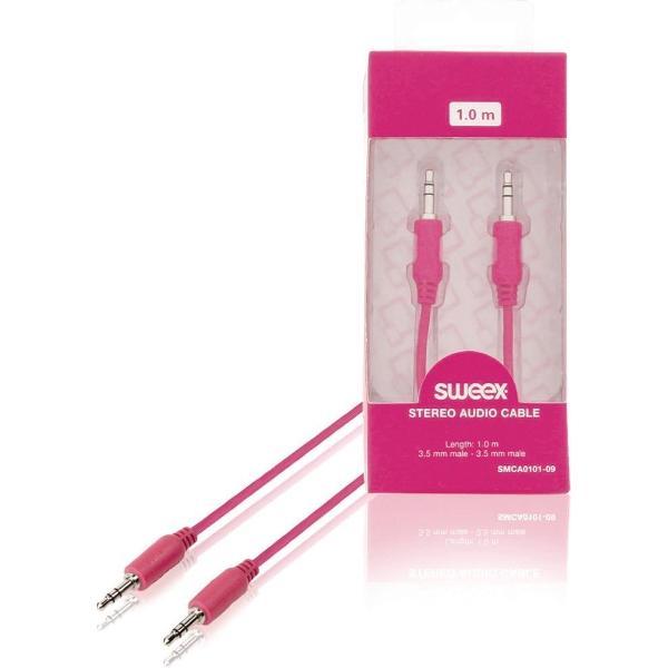 Sweex 3,5mm Jack stereo audio slim kabel - roze - 1 meter