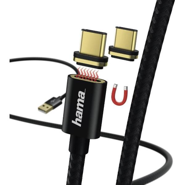 Hama Oplaad-/gegevenskabel Magnetic USB Type-C 1 M Zwart