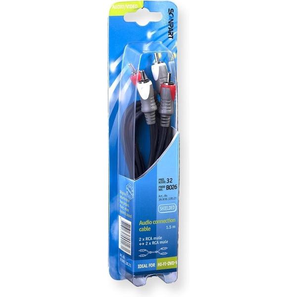 Scanpart Aansluitkabel 2tulp(m)-(m) 1.5m