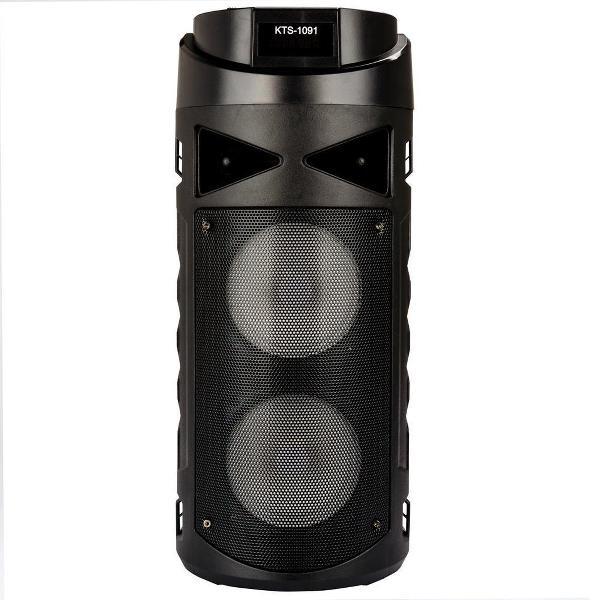 2 speaker bluetooth luidspreker met led - zwart