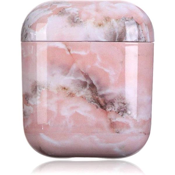 Studio Air® Airpods Hoesje Marmer - Stevig Airpod Hoesje - Roze - Voor Airpods 1 en 2