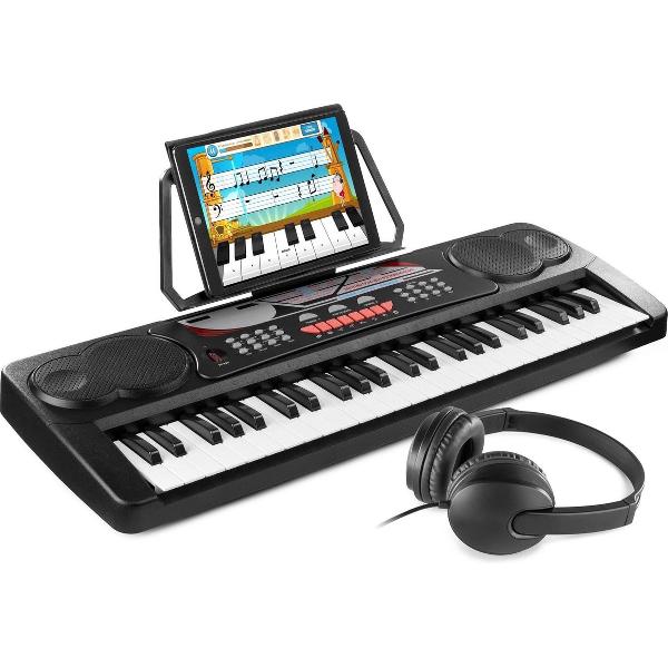 Keyboard piano - MAX KB8 Keyboard piano incl. koptelefoon - 49 toetsen - Draagbaar - Perfect om keyboard te leren spelen - Zwart