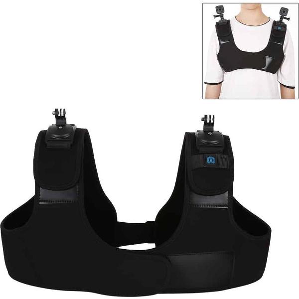 PULUZ Neopreen dubbele en enkele schouderriem Verstelbare borstriemhouder voor GoPro HERO8 Black / 7 6/5, DJI OSMO Action, Xiaoyi en andere actiecamera's