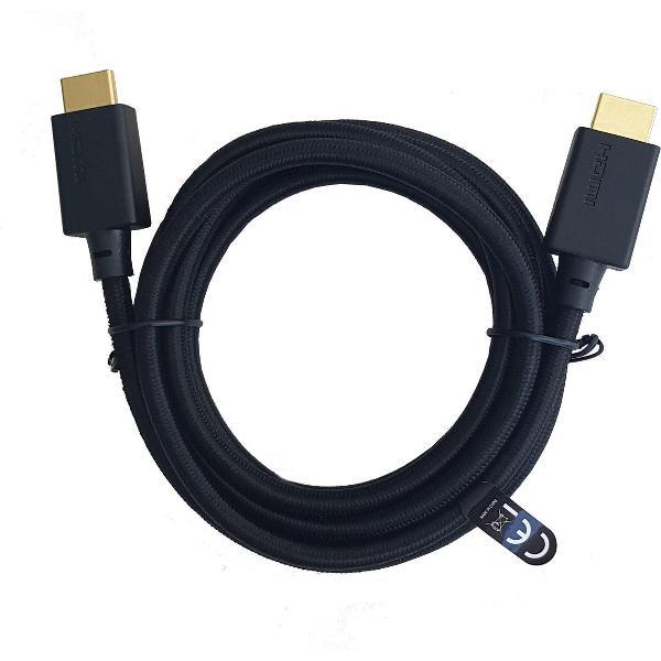 NÖRDIC HDMI-N1021 HDMI 2.1 Ultra HD 8k , HDR color , Gevlochten nylon kabel , 2 m , Zwart