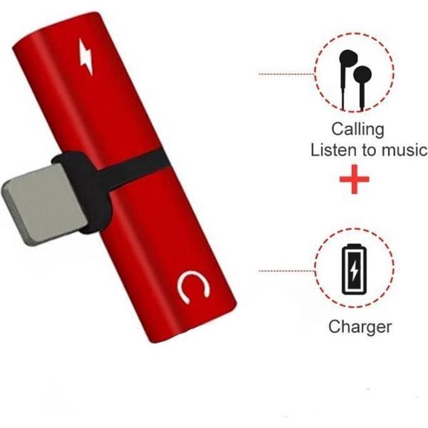 Iphone Adapter 2-in-1 Splitter - Audio - Opladen Rood