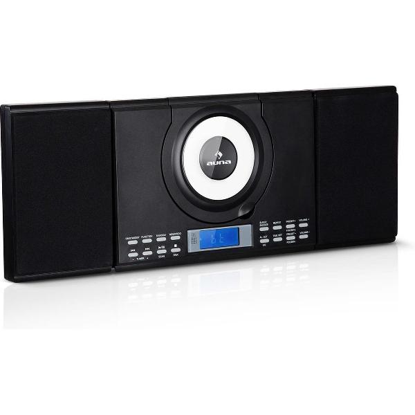 Wallie microsysteem CD speler bluetooth USB poort afstandsbediening zwart
