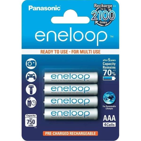 Panasonic - Eneloop oplaadbare AAA batterij - 750 mAh - NiMH - 4 stuks