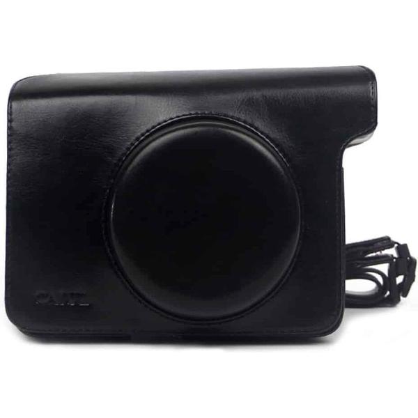 Vintage PU lederen tas voor Polaroid W300 camera, met verstelbare schouderriem (zwart)