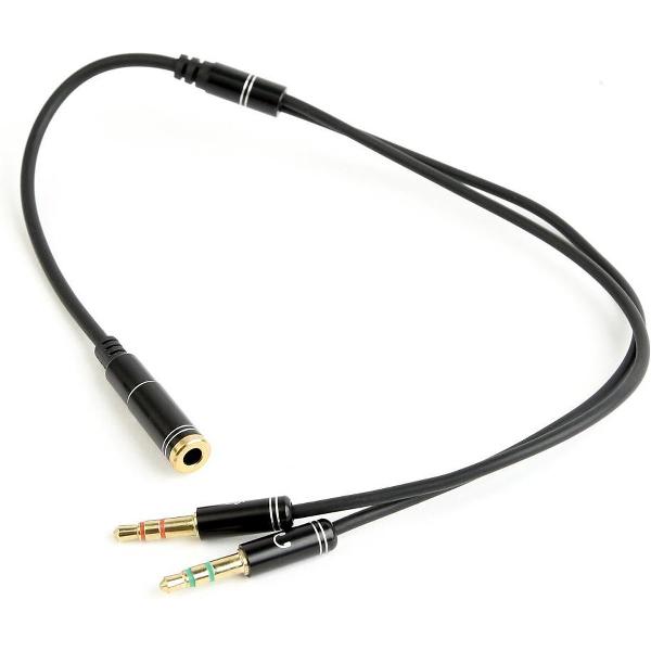 Premium 3,5 mm stereo + microfoon naar 4-pins 3,5 mm adapterkabel, zwart